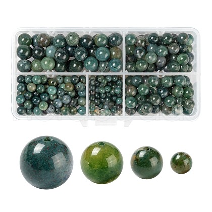 340Pcs 4 Style Natural Moss Agate Beads G-LS0001-41-1