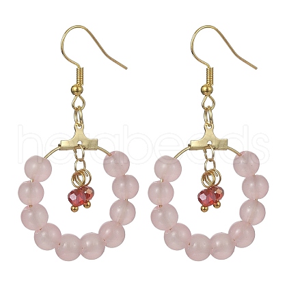 Imitation Jade Glass Beaded Ring Dangle Earrings EJEW-JE05568-04-1