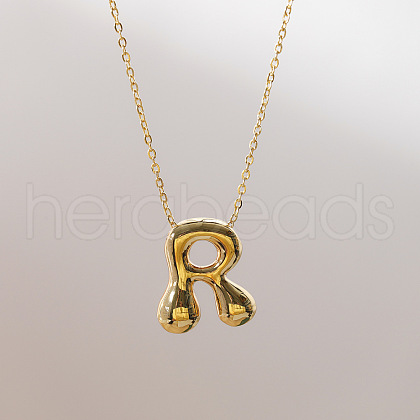 Brass Chunky Initial Pendant Necklaces WG97A63-18-1