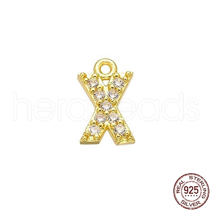 Real 18K Gold Plated 925 Sterling Silver Micro Pave Clear Cubic Zirconia Charms STER-P054-10G-X-1