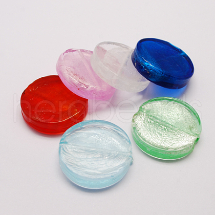 Handmade Silver Foil Lampwork Beads FOIL-S005-M-1