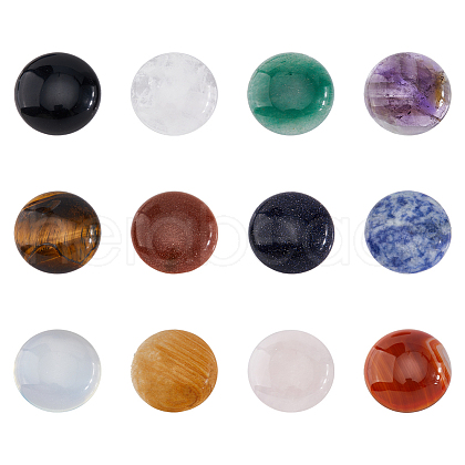 SUPERFINDINGS 12Pcs 12 Styles Natural & Synthetic Mixed Gemstone Cabochons G-FH0001-88-1