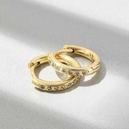 Brass Micro Pave Clear Cubic Zirconia Hoop Earrings EJEW-D311-145G-1