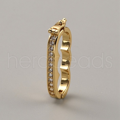 Brass Micro Pave Clear Cubic Zirconia Peanut Enhancer Clasps FIND-WH0139-238G-1