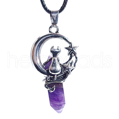 Natural Amethyst Pointed Faceted Bullet Pendants FIND-PW0010-02-41-1