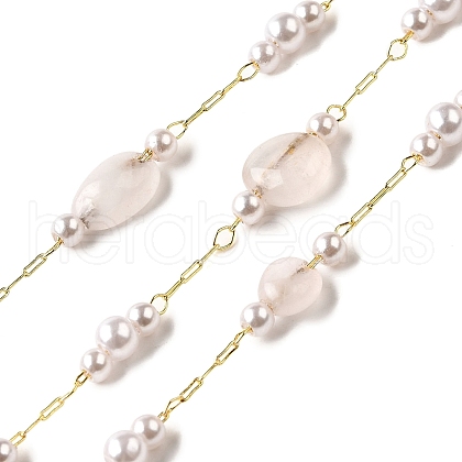 Handmade Natural Rose Quartz Nuggest Beaded Chains CHC-F020-03G-02-1