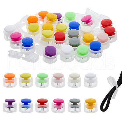 DICOSMETIC 36Pcs 12 Colors Plastic Cord Locks Clip Ends KY-DC0001-21-1