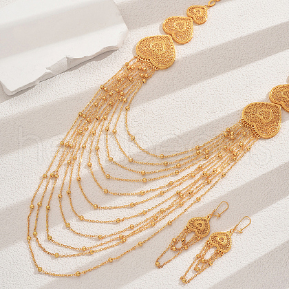 Alloy Heart Multilayer Necklace & Earrings Set for Women's Banquet FY9686-1