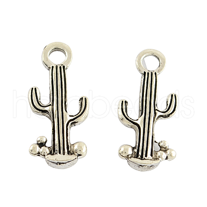 Tibetan Style Alloy Cactus Pendants TIBEP-3932-AS-FF-1
