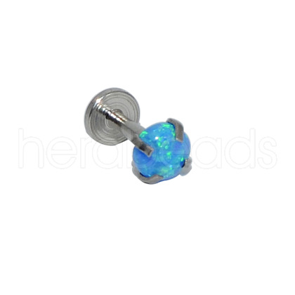 304 Stainless SteelDeep Sky Blue Synthetic Opal Internally Threaded Labrets For Women Men WGF4990-92-1