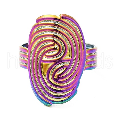 Ion Plating(IP) 304 Stainless Steel Vortex Open Cuff Ring for Women RJEW-M149-17RC-1