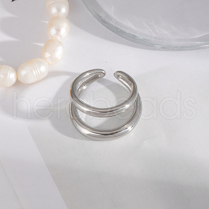 Double-layer Stainless Steel Cuff Rings for Women EP7559-2-1