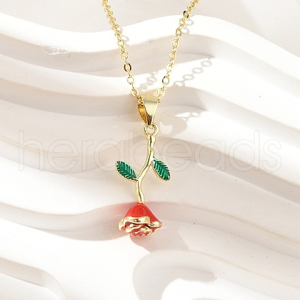 Brass Enamel Pendant Necklaces NJEW-S441-06G-1