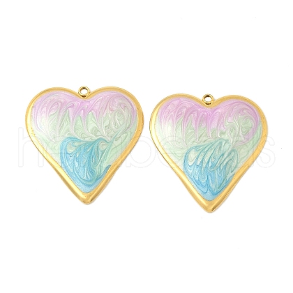 304 Stainless Steel Enamel Pendants STAS-V015-42G-01-1