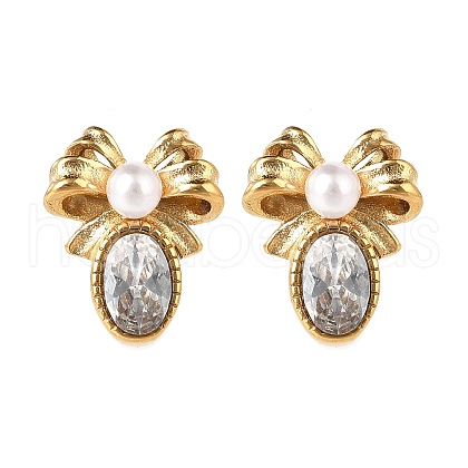304 Stainless Steel Micro Pave Clear Cubic Zirconia Stud Earrings EJEW-I318-03G-01-1