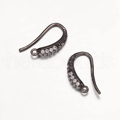 Brass Micro Pave Cubic Zirconia Earring Hooks ZIRC-K018-01B-1