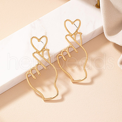 Finger Heart Alloy Stud Earrings FS-WG92D94-01-1