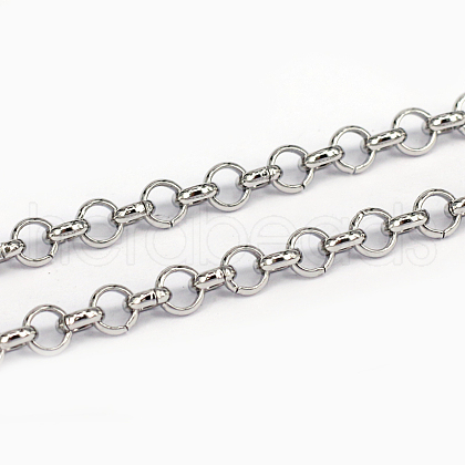 Non-Tarnish 3.28 Feet 304 Stainless Steel Rolo Chains X-CHS-L001-28-4mm-1
