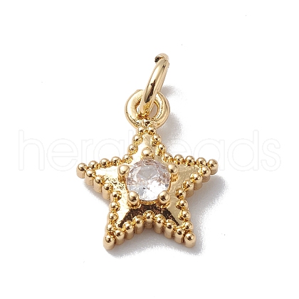 Brass Cubic Zirconia Charms KK-E003-15G-1