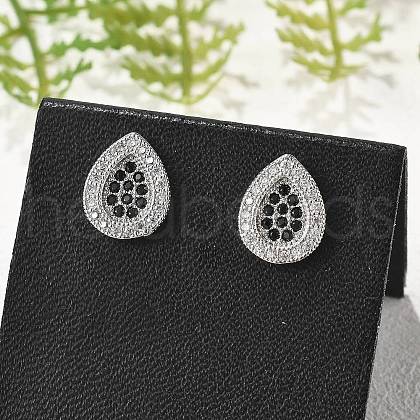 Brass Micro Pave Cubic Zirconia Stud Earrings for Women EJEW-G428-11P-02-1