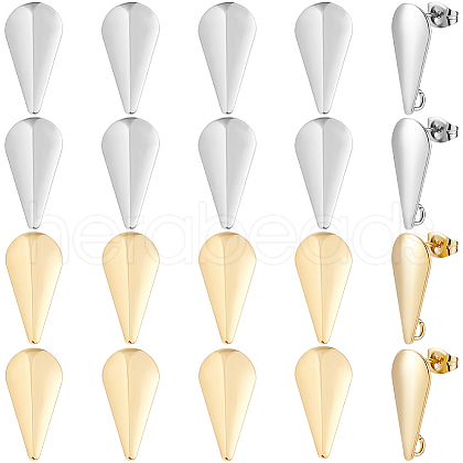 SUNNYCLUE 40Pcs 2 Colors 304 Stainless Steel Stud Earring Findings STAS-SC0009-22-1