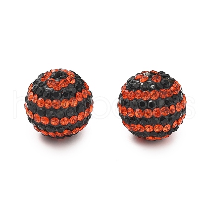 Halloween Theme Stripe Pattern Polymer Clay Rhinestone Beads CLAY-NH0001-01B-1