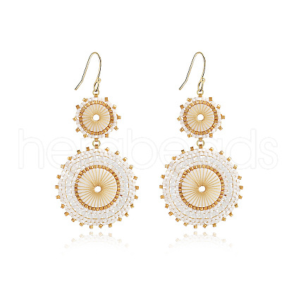 Glass Seed Braided Dangle Earrings for Women FIND-PW0024-17D-1
