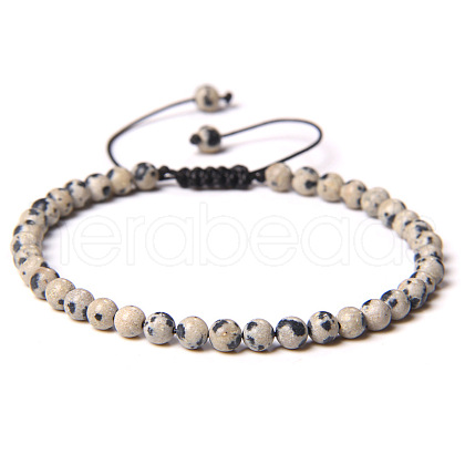 Adjustable Women's Dalmatian Jasper Beaded Bracelet CN3407-20-1