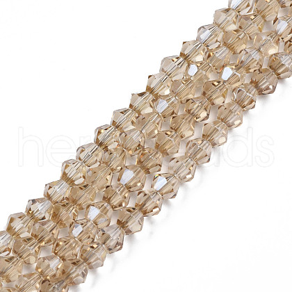 Electroplate Transparent Glass Beads Strands EGLA-Q026-016E-1