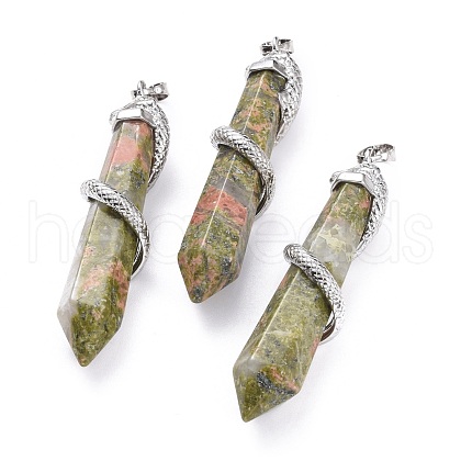 Natural Unakite Big Pointed Pendants G-F696-B06-1