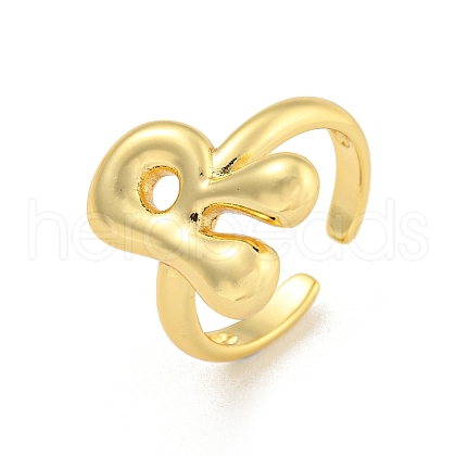 Brass Letter Open Cuff Rings for Women RJEW-G313-01R-G-1