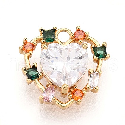Brass Micro Pave Cubic Zirconia Charms KK-N261-12G-1