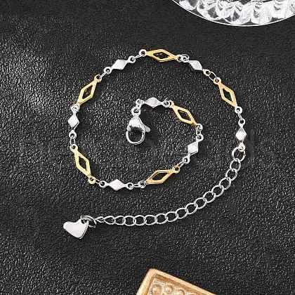 Rhombus 304 Stainless Steel Link Bracelets X-BJEW-N287-20-1