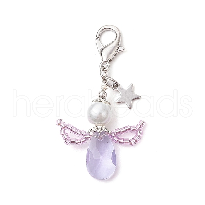 Angel Glass Pendant Decoration HJEW-MZ00174-03-1
