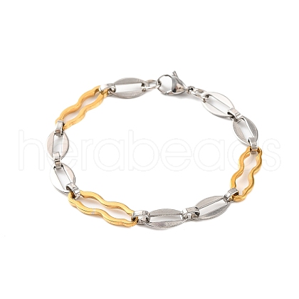 201 Stainless Steel Oval Link Chain Bracelets BJEW-B078-105GP-1