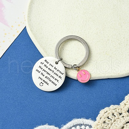 201 Stainless Steel & Alloy Enamel Keychain KEYC-YW00104-13-1