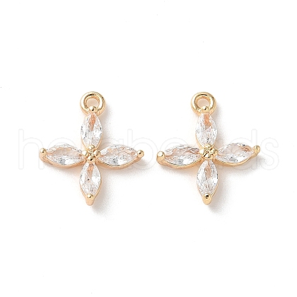 Real 18K Gold Plated Brass Cubic Zirconia Charms X-KK-R037-157G-1