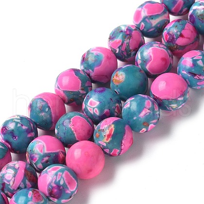 Dyed Synthetic Imperial Jasper Beads Strands G-C168-02A-1