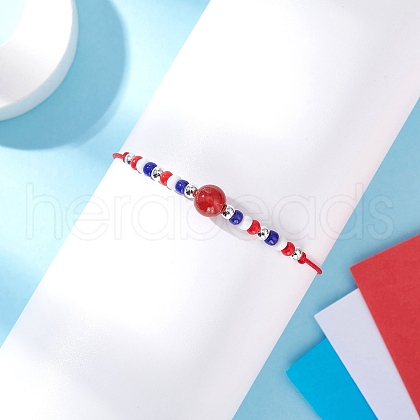 Independence Day Glass Seed Beads Braided Bead Bracelets BJEW-MZ00179-03-1