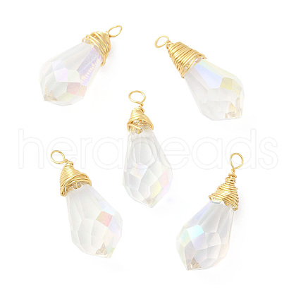 Rack Plating Brass with Glass Pendant KK-C023-01B-1