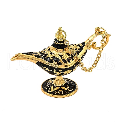 Alloy Enamel Tea Pot Home Display Decoration DJEW-Z010-01G-02-1