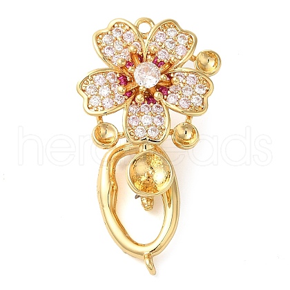 Brass Micro Pave Clear Cubic Zirconia Fold Over Clasps KK-G505-14B-G-1