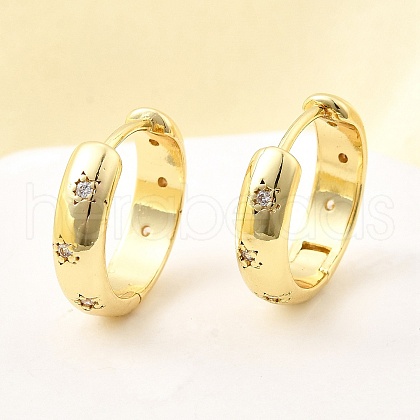 Brass Micro Pave Clear Cubic Zirconia Hoop Earrings EJEW-Z121-01G-1