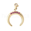 304 Stainless Steel Rhinestone Double Horn/Crescent Moon Pendant Decoration STAS-S165-42G-1