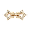 Brass Micro Pave Clear Cubic Zirconia Fold Over Clasps KK-C075-10G-1