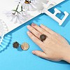 Vintage Adjustable Iron Flower Finger Ring Components Alloy Cabochon Bezel Settings PALLOY-O036-01AB-NF-2