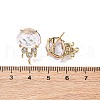 Brass Micro Pave Cubic Zirconia Stud Earring Findings with Natural Gemstone KK-Z096-05G-3
