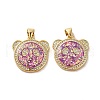 Brass Micro Pave Cubic Zirconia with Synthetic Opal Pendants KK-D096-22G-1