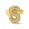 Letter Brass Micro Pave Clear Cubic Zirconia Open Cuff Ring for Women RJEW-N046-03S-G-2