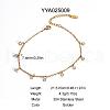 Elegant Stainless Steel Pave Clear Cubic Zirconia Flat Round Charm Anklets HM7489-7-2